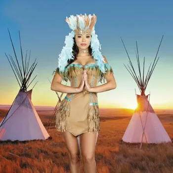 

New Halloween Costume For Women Cosplay Indian Tribes Princess Costume Role-play Game Party Girl Dress Female Clothes