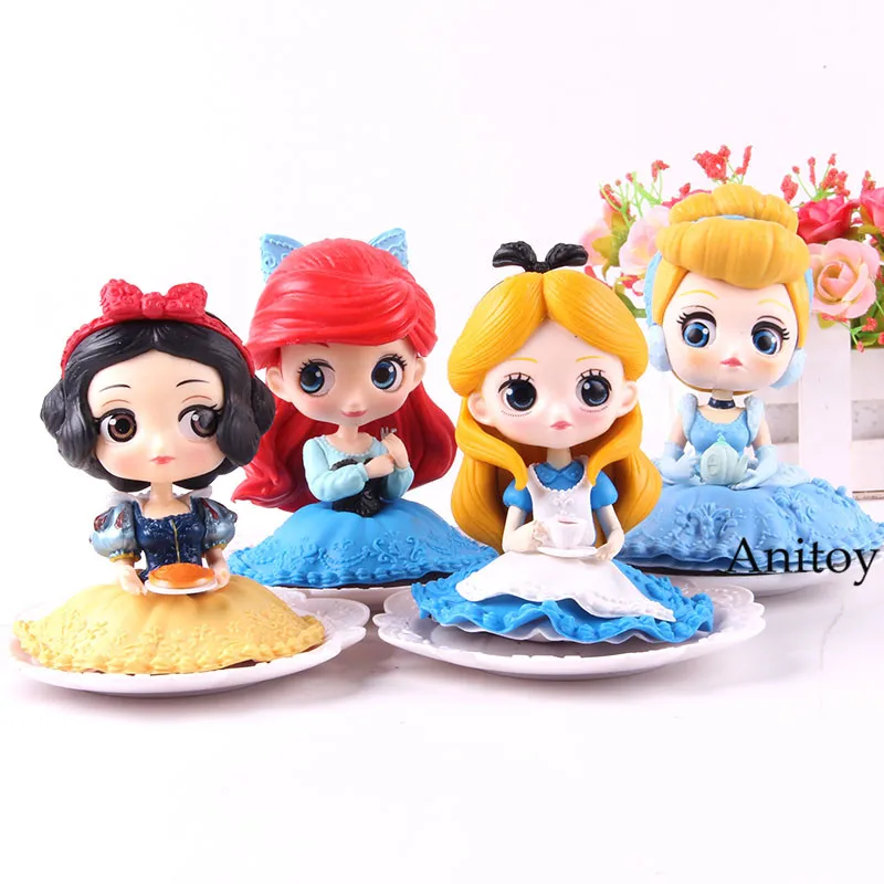 

Q Posket Action Figure Snow White Sugirly Ariel Alice Cinderella Princess PVC Collection Model Toy QPosket 4pcs/set