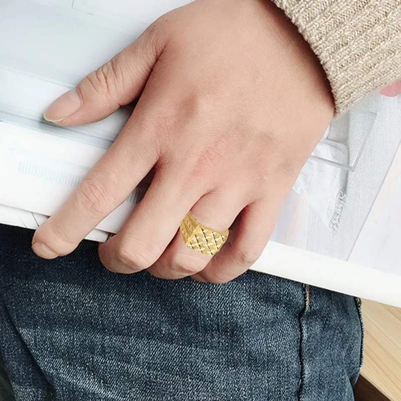 Золотое мужское кольцо на палец, мужские ювелирные изделия, роскошные мужские кольца, матовые, открытые, регулируемые, размер кольца