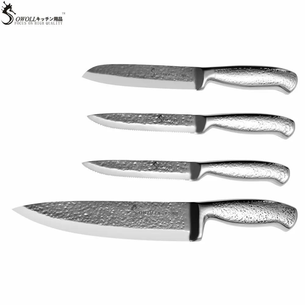 Sowoll Нержавеющая сталь 8 дюймов шеф-повар 5.5 santoku 2*5 зубчатые утилита Кухонные ножи