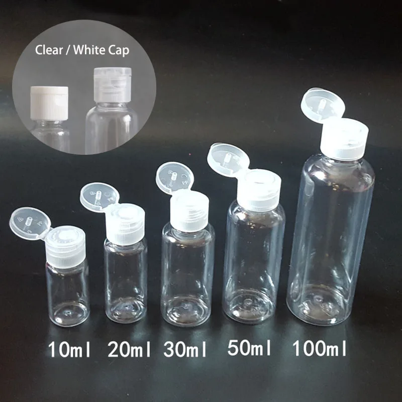

5PCS Plastic Empty Bottle Travel Lotion Liquid Bottles Dispenser Sample Flip Cap 5/10/20/30 ML