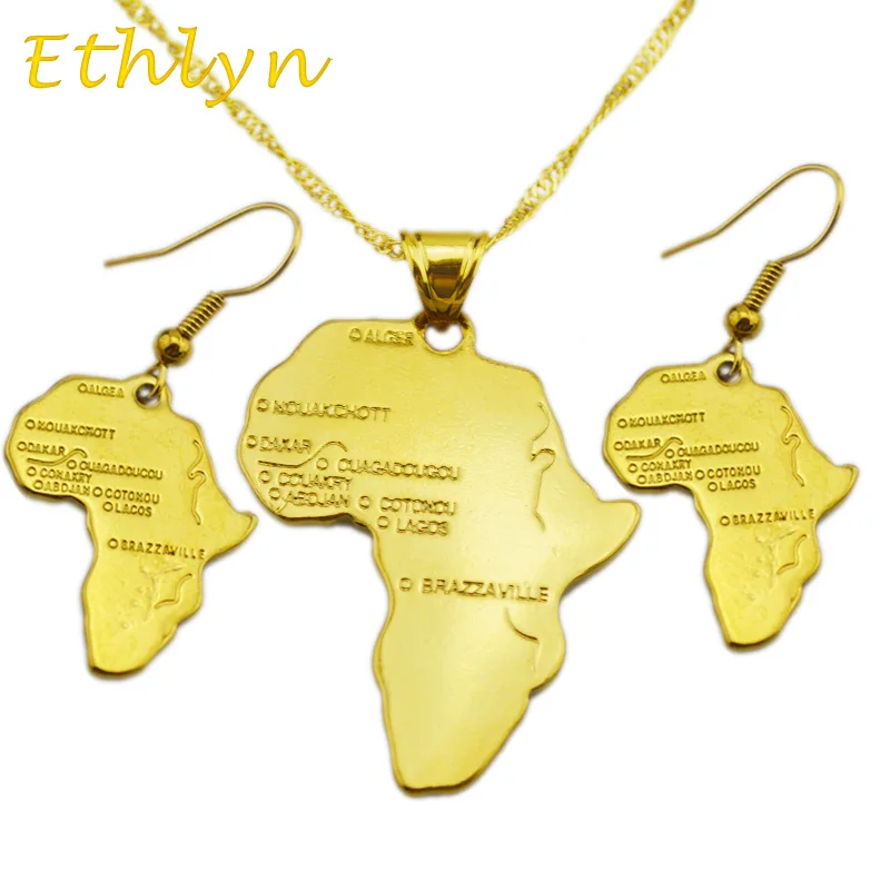 

Ethlyn jewelry African map jewelry sets Gold Color Angola / Congo / Uganda/Senegal/Somalia jewelry sets for African S7