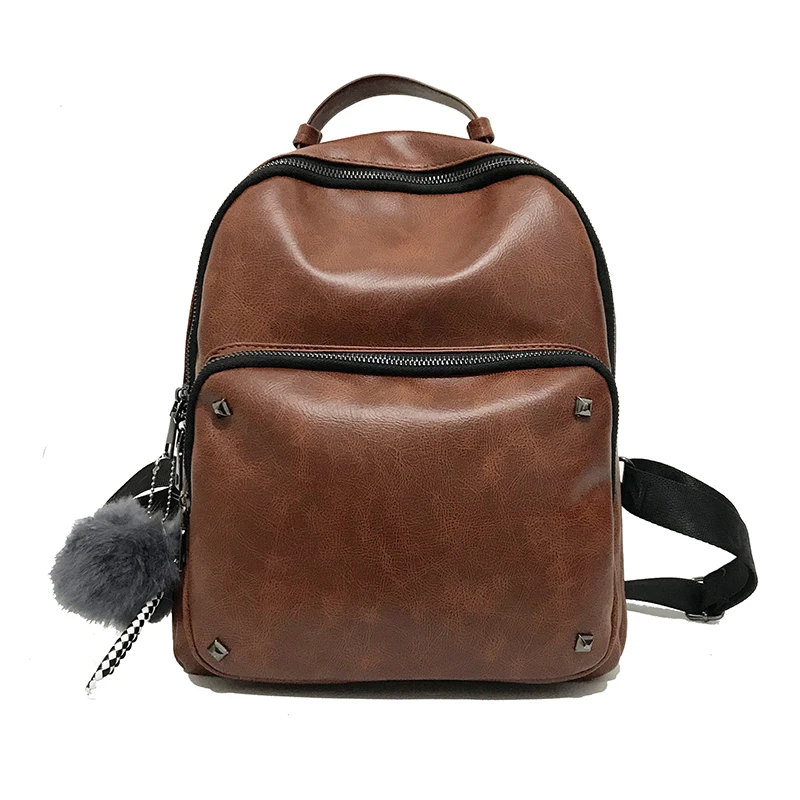 

New Leisure Student School Bag Soft PU Leather Women Bag Travel Backpack Korean Women Female Rucksack Shoulder Bag