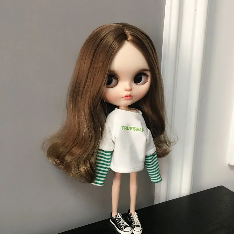 Blyth Кукла Одежда в полоску Повседневная футболка для azone ob24 ob27 pullip blyth кукла аксессуары Толстовка Одежда для куклы Барби 1/6