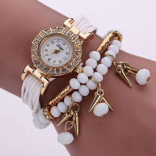 Women's Multilayer Knitted Little Pepper Beads Pendant Rhinestone Bracelet Watch Women's Multilayer Knitted Little Pepper Beads Pendant Rhinestone Bracelet Watch