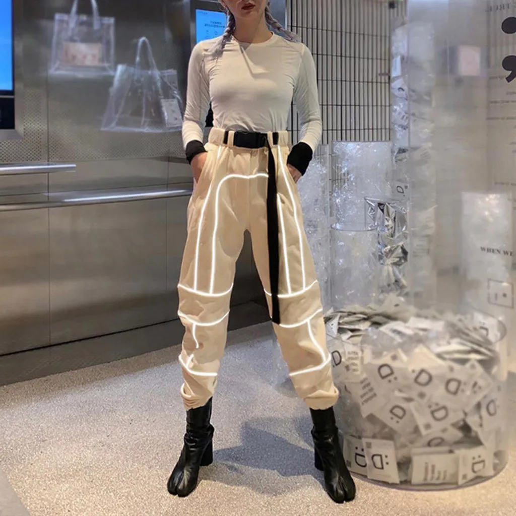 

Pants Women's All Year Round Best Selling Reflective Stitching Loose Casual Overalls pantalones mujer cintura alta