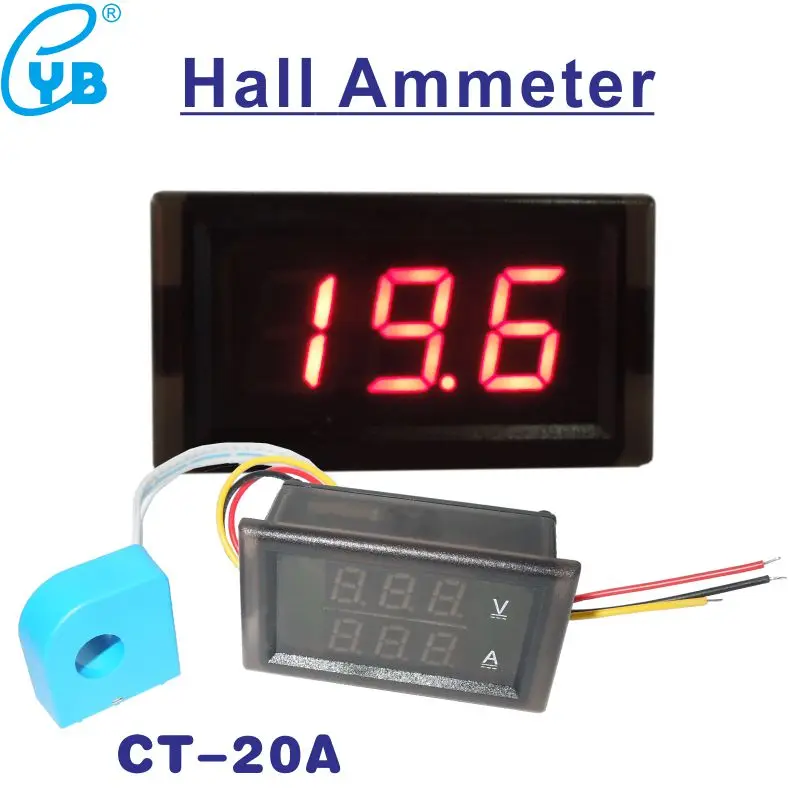 Hall LED DC Ammeter Digital DC 0 20A Current Meter Amp Tester DC LED