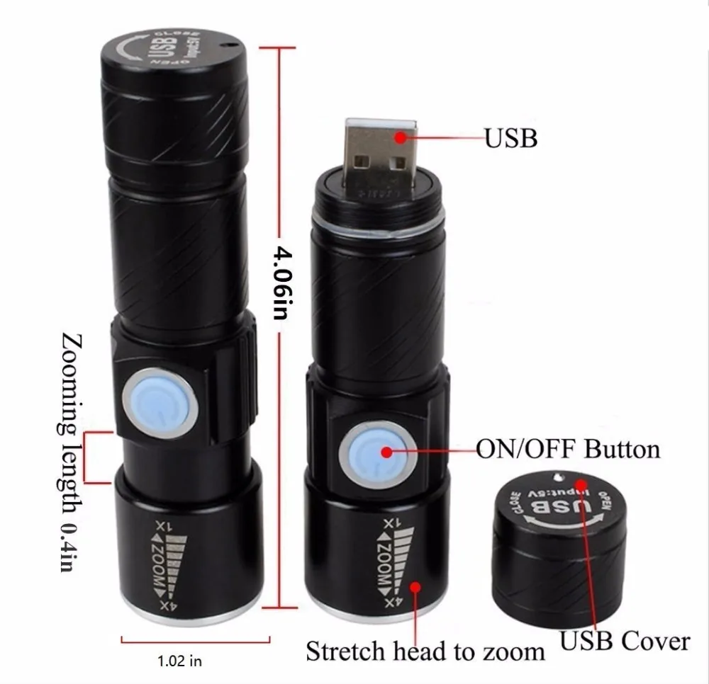Lanternas e Lanternas led recarregável tocha usb bicicleta Suporte ao Dimmer : Única Lima