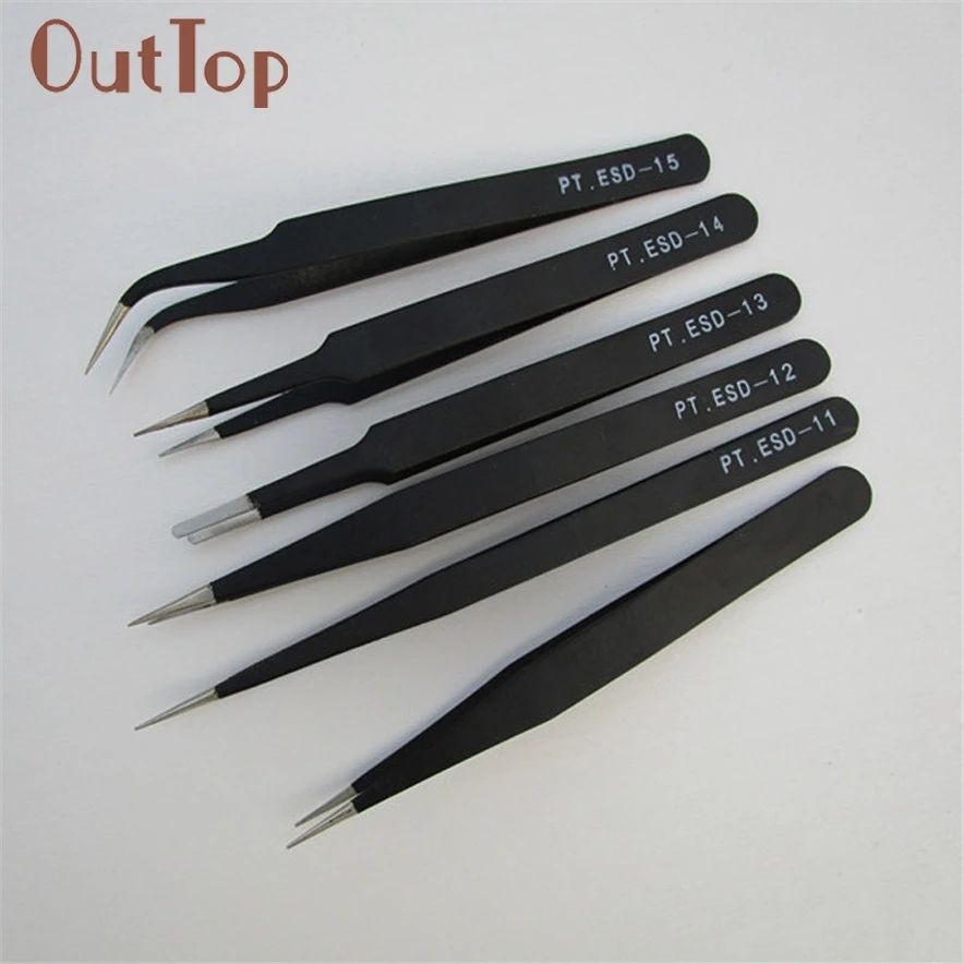 

OutTop 1Set Professional Coated Precision Tweezers Set Stainless Steel Non Magnetic best seller Multi-function matching dice Z26