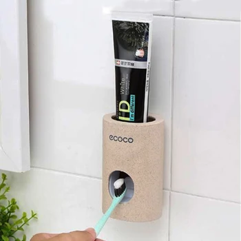 

Straw Toothpaste Dispenser Wall Mount Toothpaste Squeezer Dust-proof Hands Free Toothpaste Holder Stand Bathroom Accessories