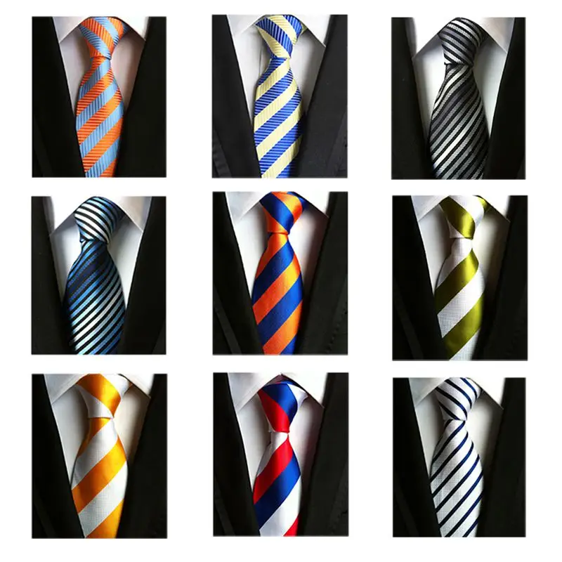 

Men's Classic Striped Ties Hot 8cm Wide Neckties Wedding Suits Polyester Silk Gravatas Jacquard Woven Silk Business Corbata