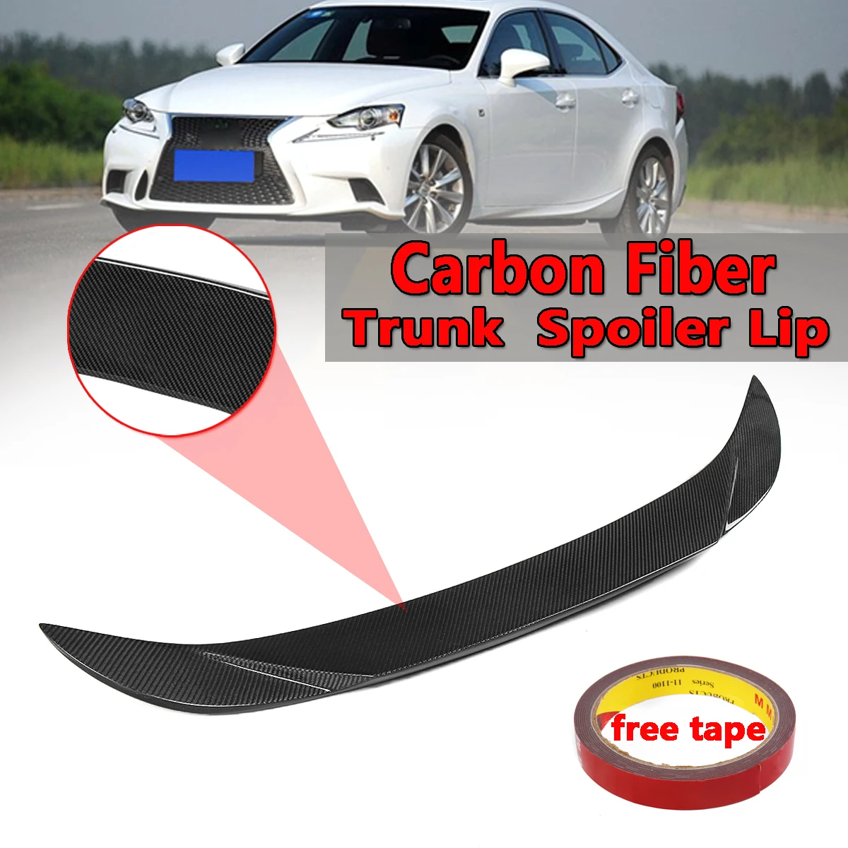 Real Carbon Fiber Rear Trunk Spoiler Lip For Lexus IS250 Sedan 2014 17