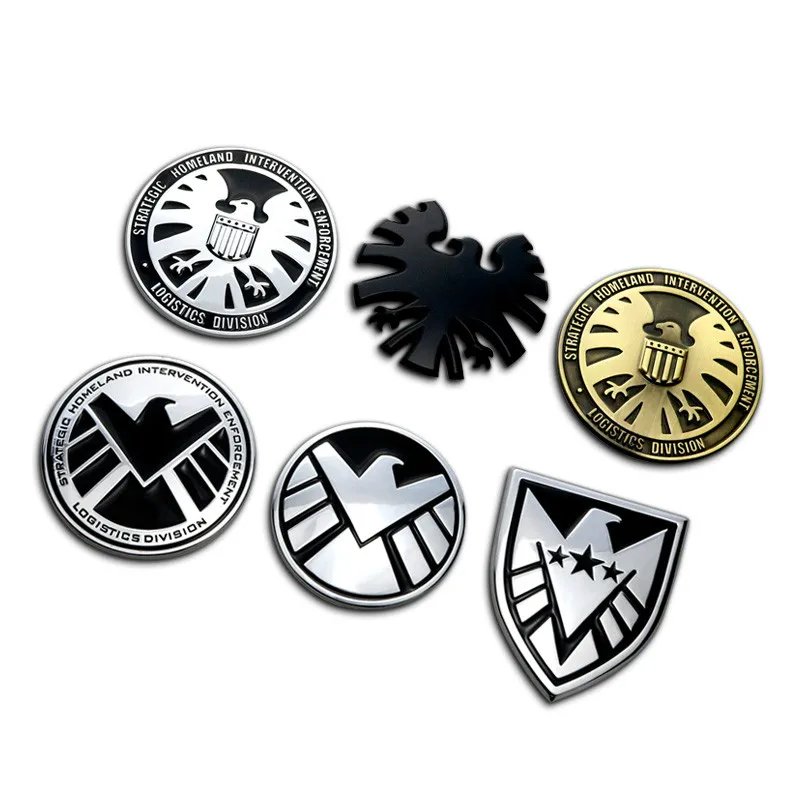 Наклейки JDM винтажный Бронзовый Толстый металлический щит S.H.I.E.L.D. Круглая птица