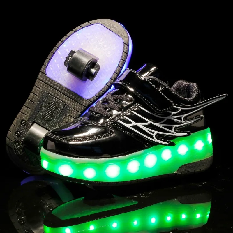 

LED Flashing roller Skates Shoes kids Light Wings Double Wheels Boy Girl Inine Roller Skates Luminous Shoes Sneakers boots