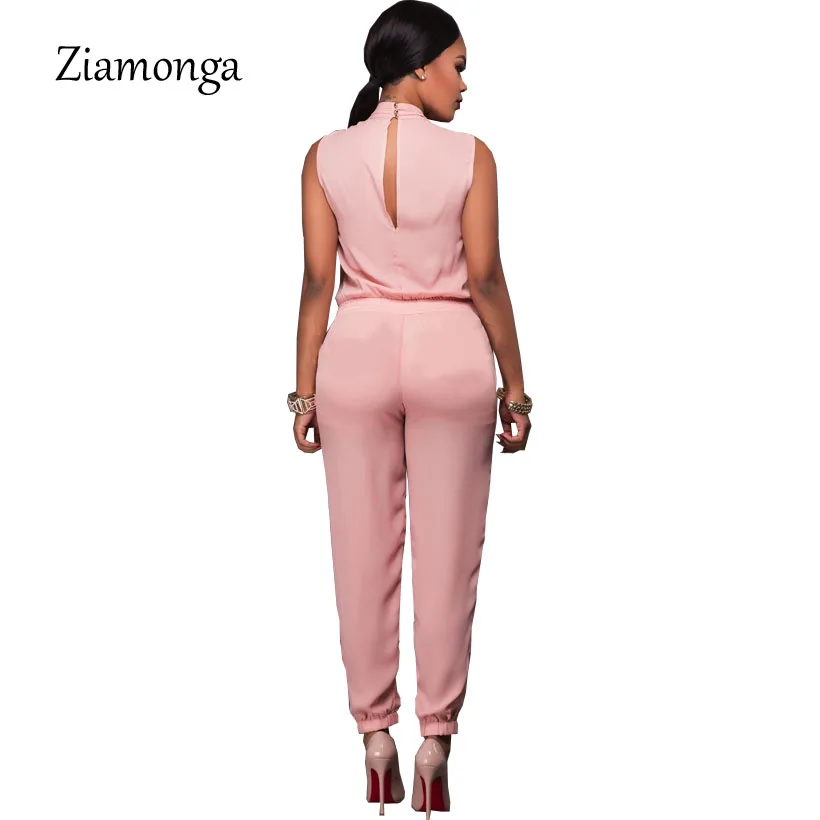 Ziamonga длинные штаны женские комбинезоны без рукавов с v-образным вырезом элегантные женские комбинезоны с высокой талией женские облегающие комбинезоны