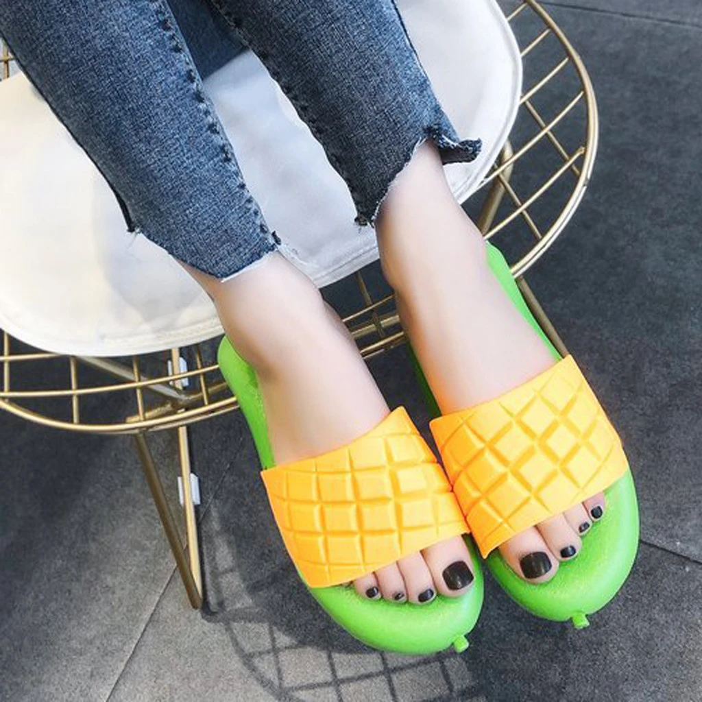 Verano 2020 Zapatos mujer Mango punta redonda chanclas, zapatillas al aire libre Zapatillas de casa de las mujeres deslizantes de los pies|Zapatillas| - AliExpress