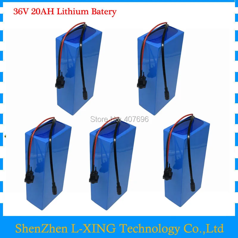 

5PCS WHOLESALE 36V 1000W lithium battery 36V 20AH electric bike battery For 36V 1000W/500W 8fun bafang motor with charger BMS