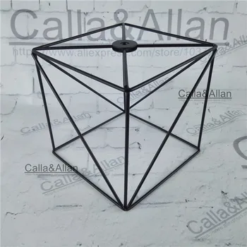 

Free shipping L160mm*H160mm E27 lamp shade black finished square iron cage edison lamp shade DIY black iron shade for lighting