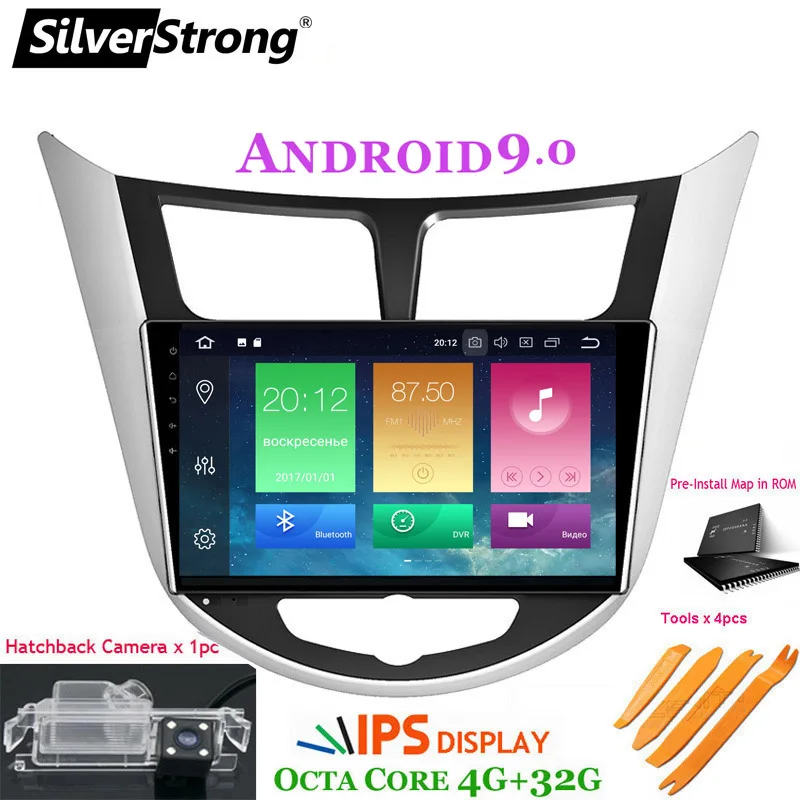 Sale SilverStrong Android9.0 for Solaris Navigation for Hyundai Accent Solaris Android OctaCore 2DIN GPS Car Stereo for Solaris Radio 4