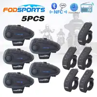 5 ピース V8 1200 メートルオートバイのヘルメットの Bluetooth インターコムヘッドセット 5 ライダーモトと Intercomunicador リモコン NFC FM