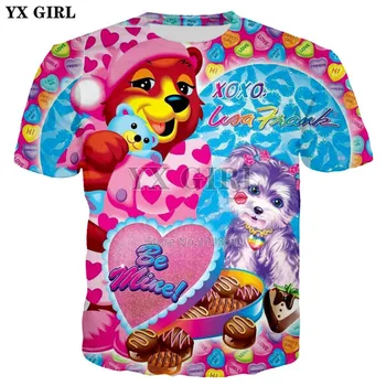 

YX GIRL Drop shipping 2018 summer New Fashion 3d t-shirt Men/Women Cartoon T shirt Lisa Frank Print Unisex Casual Cool t shirt