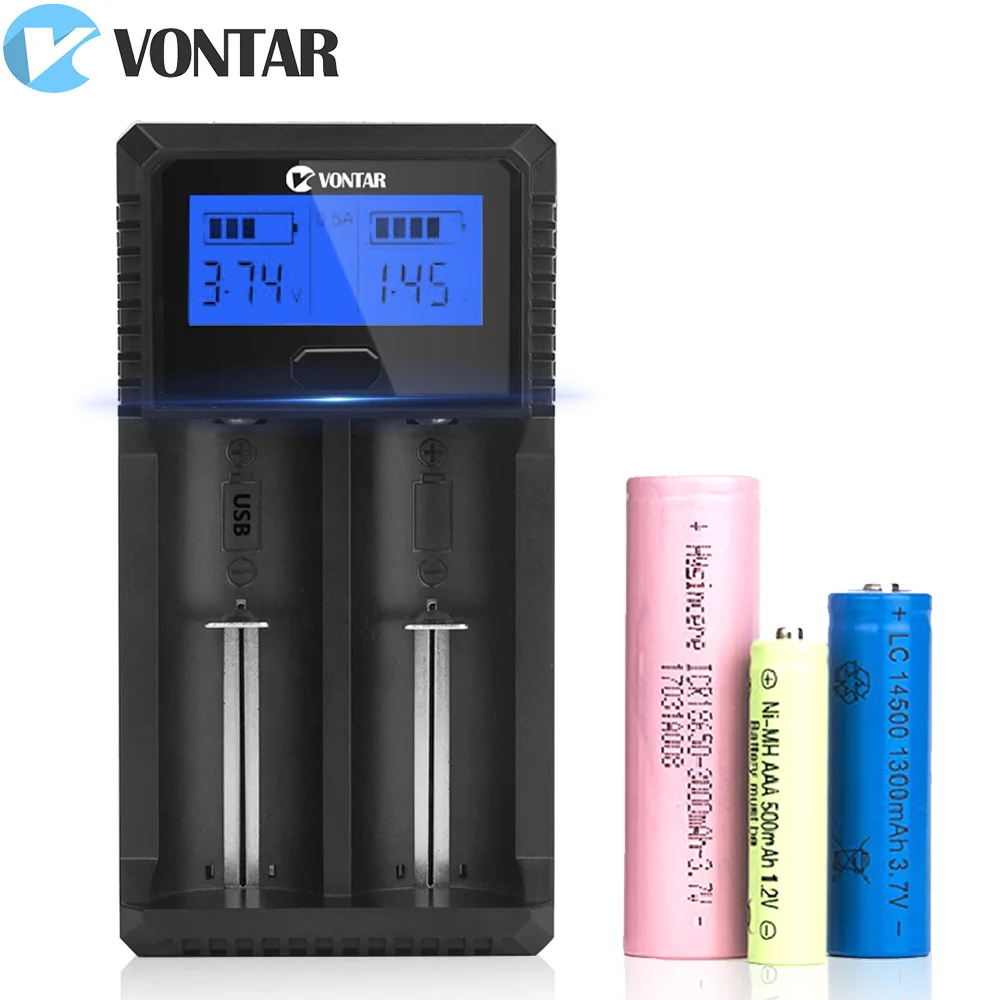 Зарядное устройство VONTAR VT2 PLUS 2 слота умное зарядное USB для lion Ni mh Cd AAA 1 в 3 7
