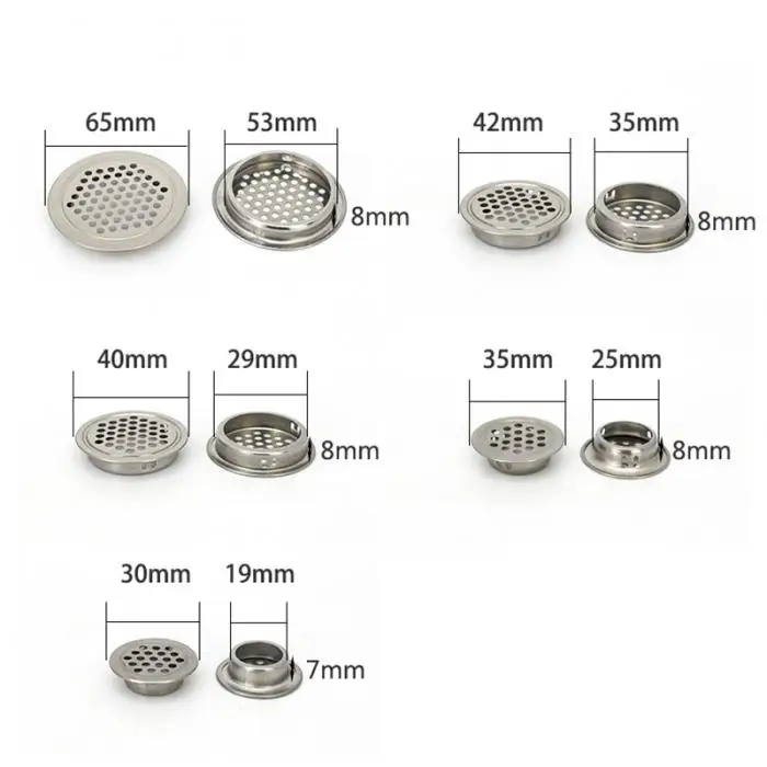 5 шт. вентиляционные отверстия из нержавеющей стали с круглым отверстием для кухонной ванной комнаты CLH@ 8