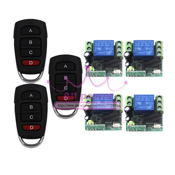 

Hot selling DC 12V 10A 1CH Wireless Remote Control System 10A Relay Receiver with Remote Control Channel 4