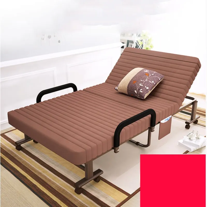

Extra Large Metal Frame Folding Bed/Cot with Soft Padding Adjustable Back Chaise Lounge for Home/Office Noon Rest Guest bed
