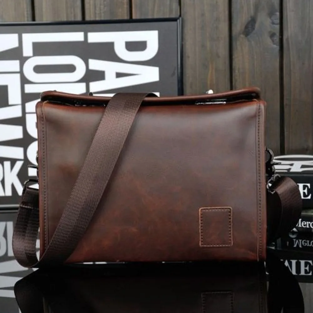

New Men Crazy Horse Leather Cross Body Messenger Shoulder Pack Clutch Bag Handbag Wallet Purse Portable Wrist Bag
