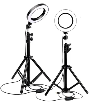

68cm/1.7m Tripod + 6" 16cm Ring Light Dimmable Photography Led Selfie Light Youtube Video Light Lamp Camera Photo Phone Lighting