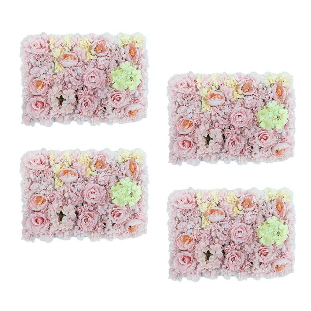 

4pcs Artificial Romantic Flower Wall Panels Wedding Background Decor 40 x 60cm