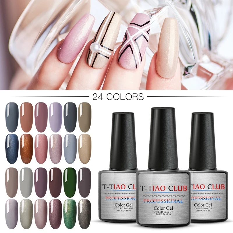 

T-TIAO CLUB Color Nail Gel Polish Set Nails Soak Off Manicure Top Base Coat UV LED Gel Varnish Nail Art Manicure Decorations