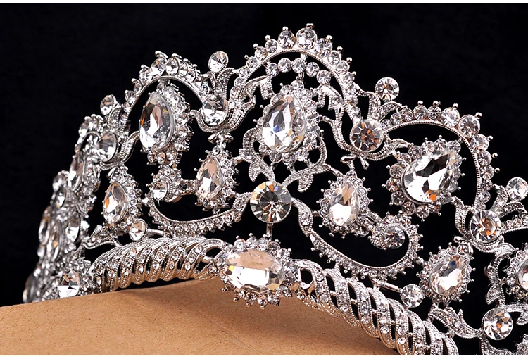 Europeu Do Vintage Joias de Prata Noiva Quinceanera Coroas De Cristal Strass Tiaras Pageant acessorios Do Cabelo Do Casamento Acessórios Para Noivas (9)