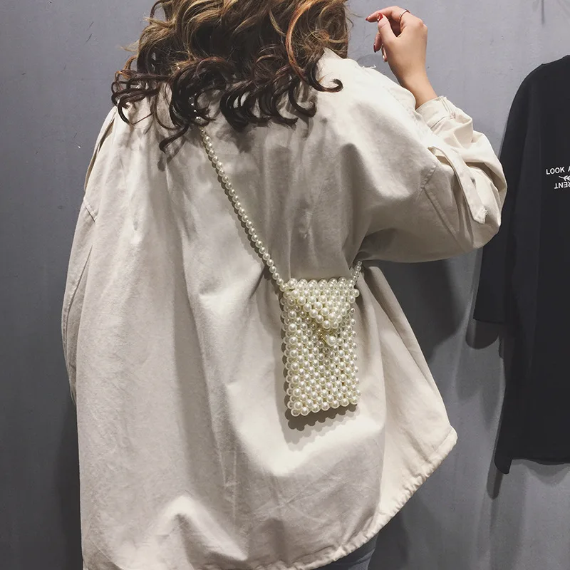 الفاخرة اليدوية المرأة اللؤلؤ حقيبة مطرز الكتف حقيبة ساعي البسيطة Crossbody حقائب للنساء محفظة نسائية للعملات المعدنية شيك حقائب اليد