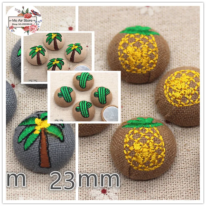 

5pcs embroidery Flatback Fabric Covered round Buttons Home Garden Crafts Cabochon Scrapbooking DIY craft 23mm