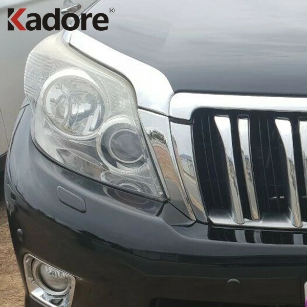 Для Toyota Prado FJ150 2010 2011 2012 ABS Хромированная передняя фара отделка для глаз бровей