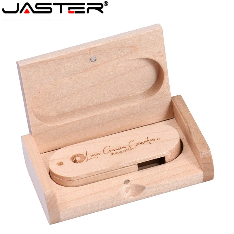 

JASTER The New wood usb with gift box USB Flash Drive Flip Type Wooden Box+Wooden chip Pendrive Memory Stick LOGO customized