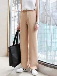 Горячая Распродажа 2019 стиль моды летние женские повседневные свободные брюки с высокой талией Элегантные карманы офисные длинные широкие