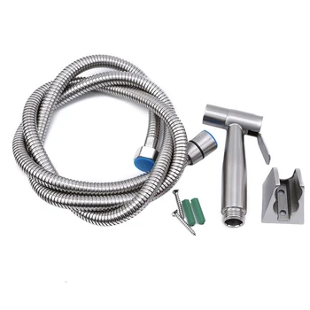 

3 PCS Set 304 Stainless Steel Bidet Toilet Spray Gun Faucet Booster Flushing Nozzle Hose Shower Seat Angle Valve