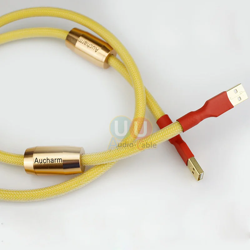 Высококачественный 4N посеребренный USB кабель OFC с двойным магнитным кольцом для Hi