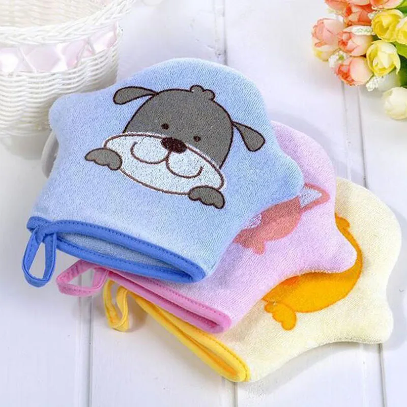  100pcs Kid Baby Bath Brush Soft Mitt Glove Children Cartoon Baby Bath Accessories Shower Bathing Gloves Wash Cloth Towel ZA1816