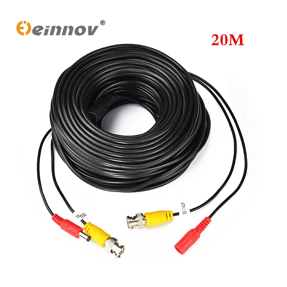 Einnov 20M Meters BNC Video And Adapter Power 12V DC Integrated Cable for Analog CCTV DVR Camera System Kit