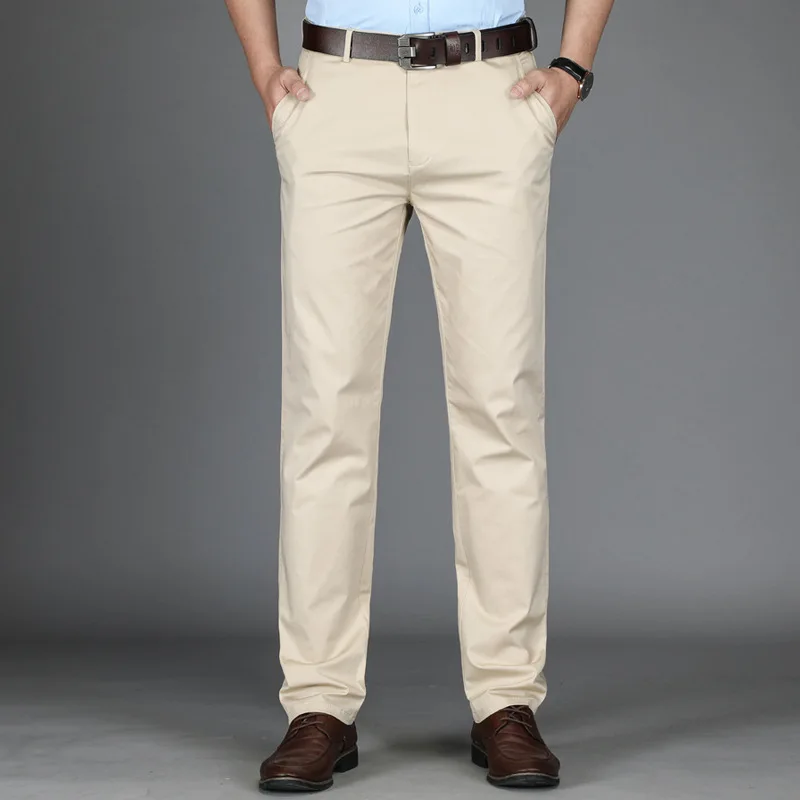 Мужские свободные деловые повседневные штаны размера плюс 28-40 прямые штаны мужские хлопковые брюки высокого качества для отдыха на лето и весну