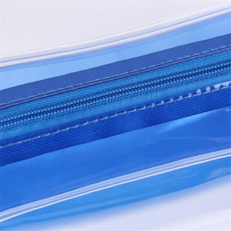 PURDORED 1 pc Blue Clear Cosmetic Bag Travel PVC Women Makeup Bag Zipper Makeup Organizer Bath Wash bag Case Dropshipping