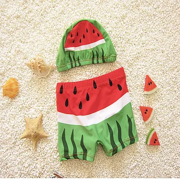 

Boys 2pcs truck suit Friut Watermelon Swim wear Cute crab print Beach wear Fashion Kids swimsuit with hat YZ19031