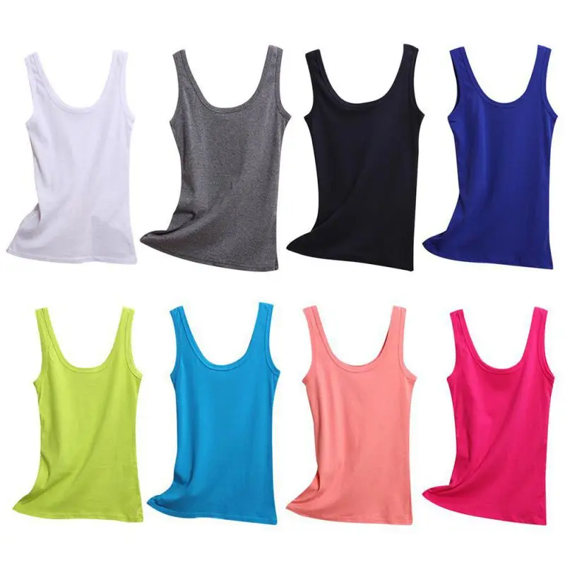 Women Sexy Soft Tops Solid Sleeveless U Croptops Hot Cropped Top Vest Camisole For Ladies 5 Colors