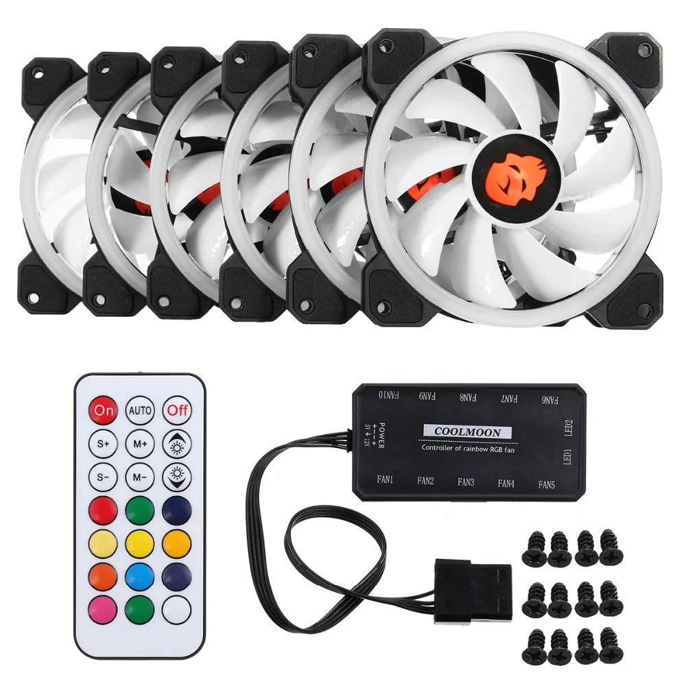 Buy LEORY 6pcs Computer Case PC Cooling Fan RGB Adjust