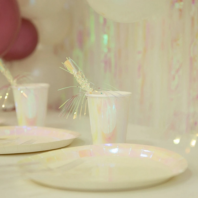 Вечерние бумажные тарелки для вечеринки, одноразовые бумажные тарелки с цветным покрытием, 40 шт./партия