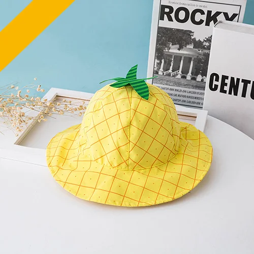 pineapple Милые детские Панамы, летние дышащие регулируемые солнечные шапки для мальчиков и девочек, тонкие шапочки, Детские аксессуары - Цвет: pineapple